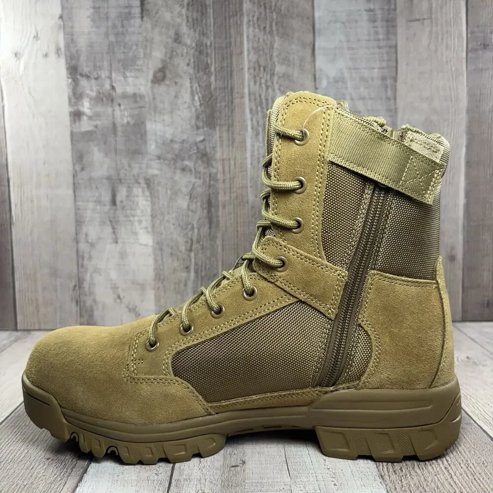 Bates Tac Sport Mens Size 9 Tactical Duty Suede Boots 8 Inch Zip Soft Toe Coyote